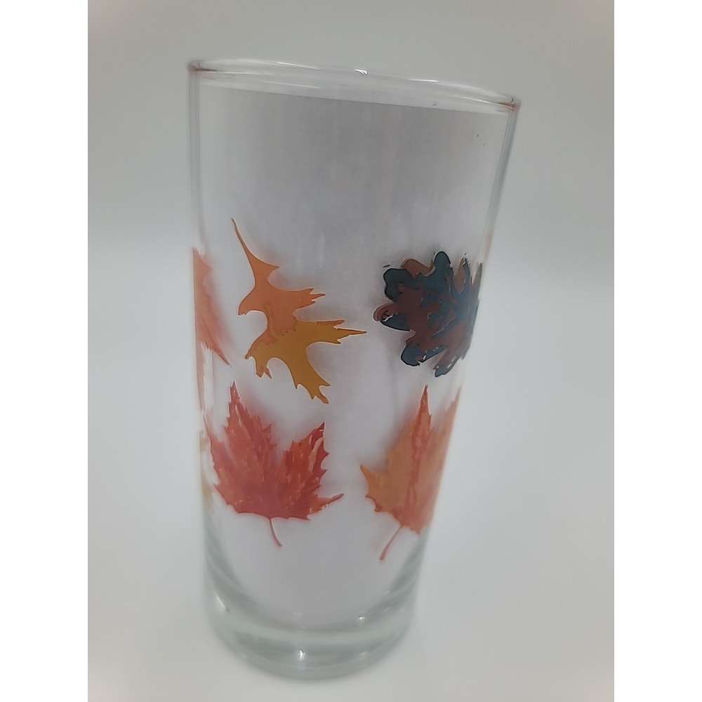 Libbey Crisa Autumn Leaves Tumber Fall Leaves Drinking Glass 6" - Picture 3 of 3